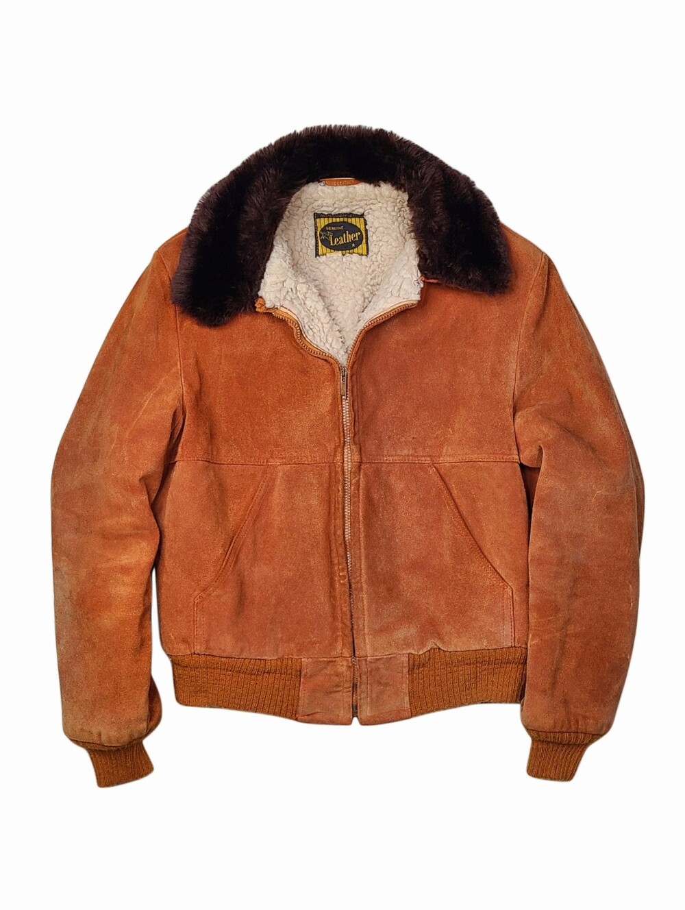 True Vintage 60s Sherpa Lined Western Rancher Suede Bomber Jacket Sz Mens 40